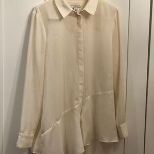 Halston Classic Neutral  Cream Tunic/ Blouse